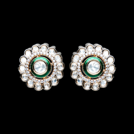 Green Polki Earrings