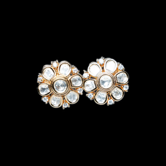 White Polki Earrings