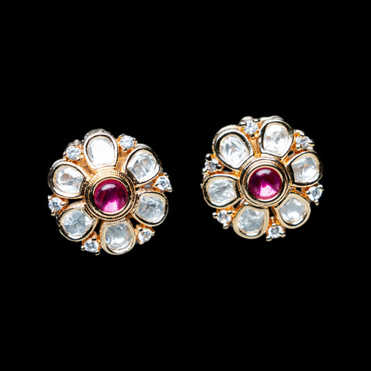 Pink Ruby Polki Earrings