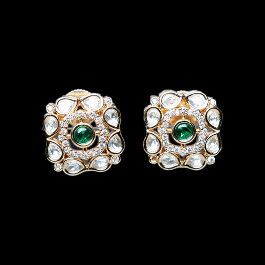 Emerald Squar Polki Earrings