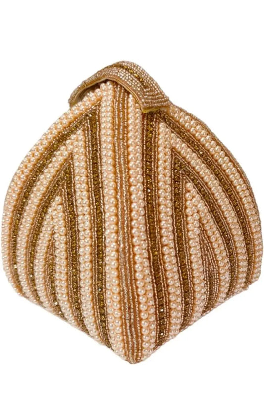 Handcrafted  Royal Gold Pearl Potli Bag