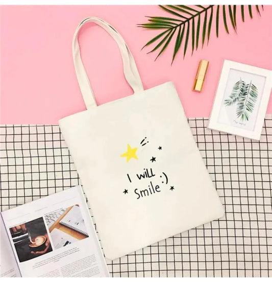 I Will Smile Tote Canvas Bag